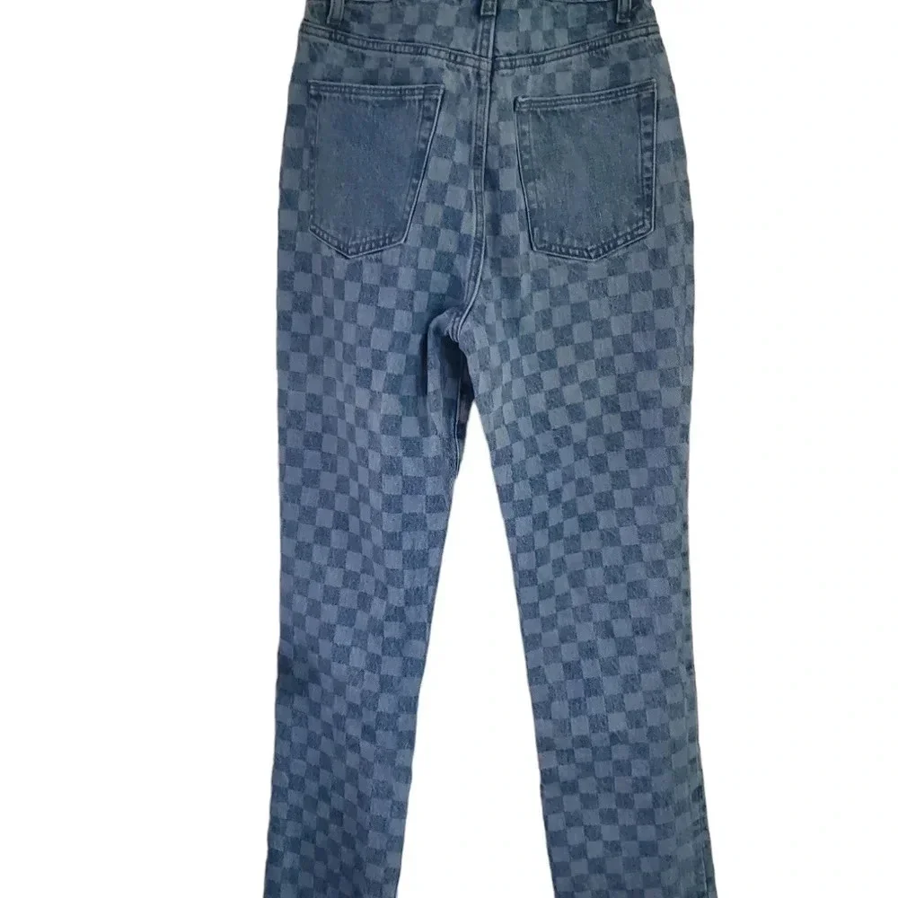 LOVERS AND FRIENDS CHECKERED DISTRESSED JEANS, SIZE 24 - Picture 3 of 7